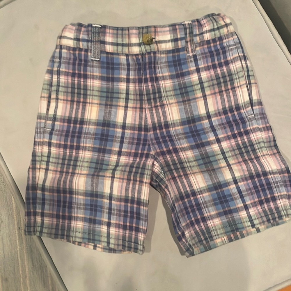 Janie & Jack boys adjustable waste plaid shorts - size 5